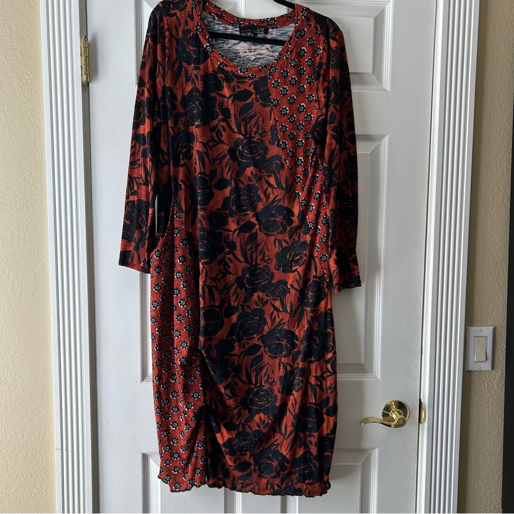 Floral Black and Red Women's Dress